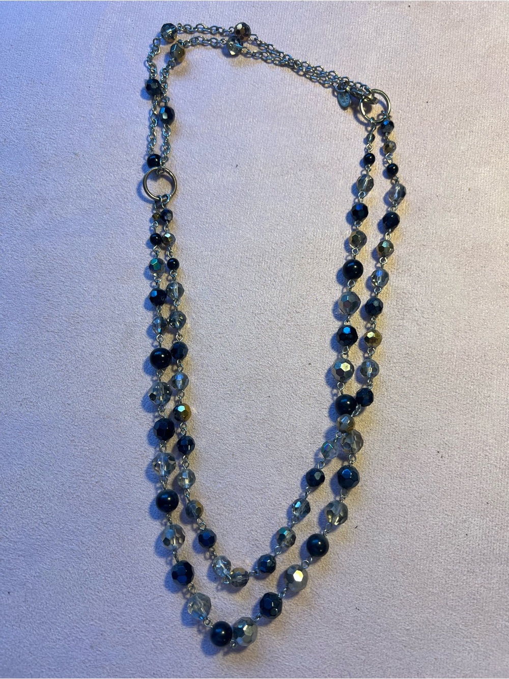 Cookie Lee Blue and Gold Shimmer Double-Strand Beaded Necklace